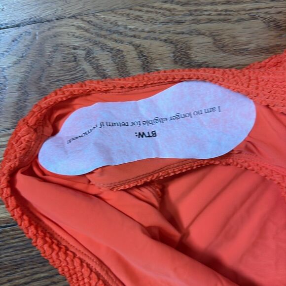 Andie The Fiji One Piece Seersucker Vermillion Orange size L NWT - Picture 5 of 7